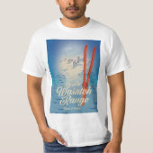 ワサッチ山脈 ユタ & アイダホ スキーポスター Tシャツ (正面)