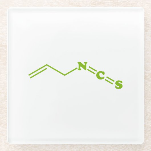 ワサビアリルイソチオシアン酸塩分子式 ガラスコースター (正面)