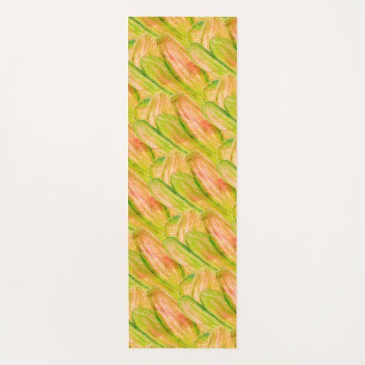 ワサビグリーンアースィーアート抽象的フラワー ヨガマット (正面)