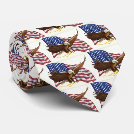 ワシおよび米国の旗の首のタイ ネクタイ (ロール)
