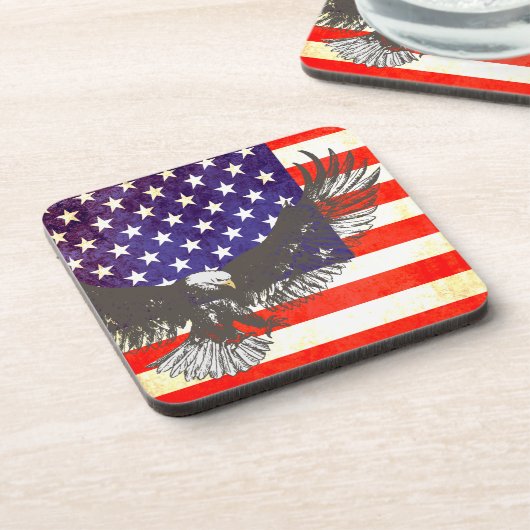 ワシが付いている米国旗は6つの愛国心が強いコースターを置きました コースター (左側)