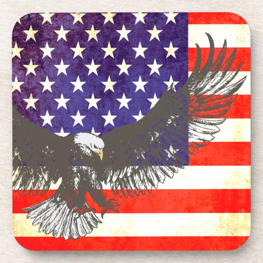 ワシが付いている米国旗は6つの愛国心が強いコースターを置きました コースター (正面)