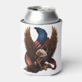 ワシと旗を持つ愛国的なデザイン 缶クーラー (缶正面)