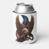 ワシと旗を持つ愛国的なデザイン 缶クーラー (缶裏面)