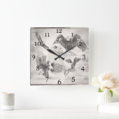 ワシのモンタージュの柱時計 スクエア壁時計 (ホーム)