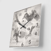 ワシのモンタージュの柱時計 スクエア壁時計 (傾斜)