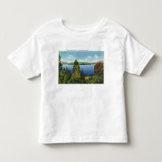 ワシの島およびより低いSaranac湖の眺め トドラーTシャツ (正面)