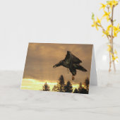 ワシの日の出の挨拶状 カード (黄色い花)