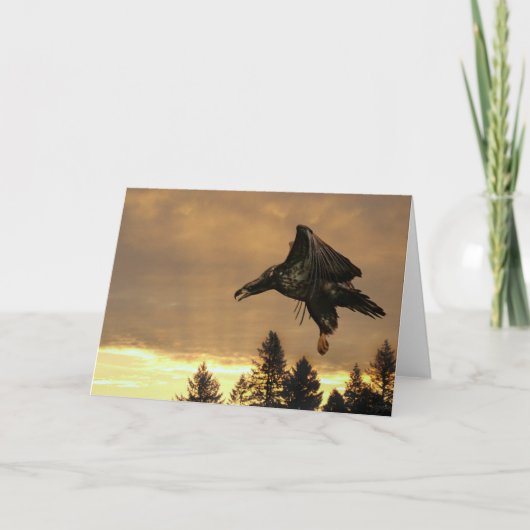 ワシの日の出の挨拶状 カード (正面)