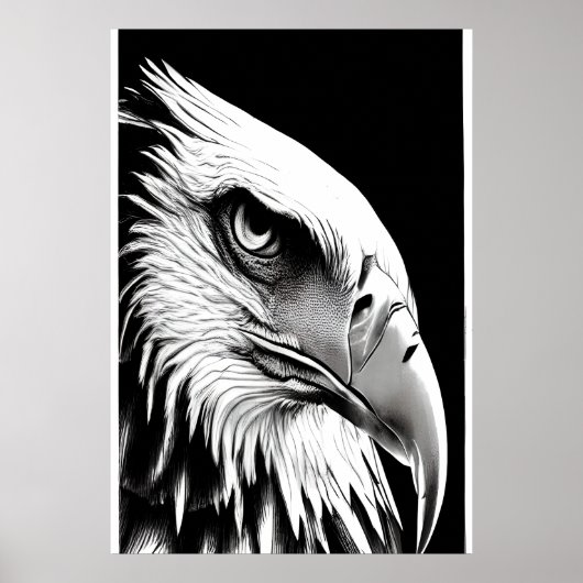 ワシの白黒ポートレート | AI Art ポスター (正面)
