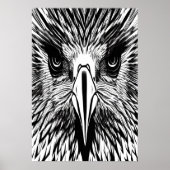 ワシの白黒ポートレート | AI Art ポスター (正面)