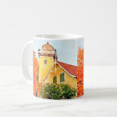 ワシの絶壁の灯台、Door郡、ウィスコンシン コーヒーマグカップ (正面左)