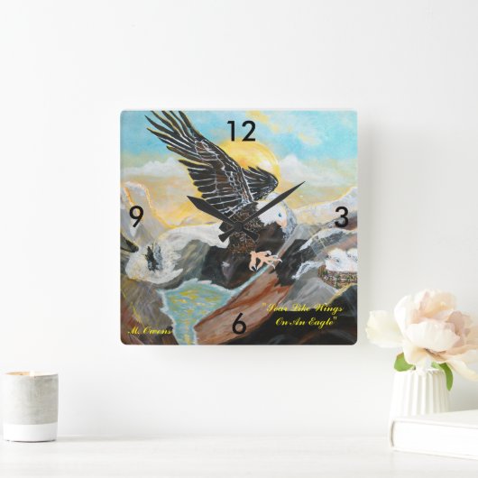 『ワシの翼のように舞い上がる』四角時計 スクエア壁時計 (ホーム)