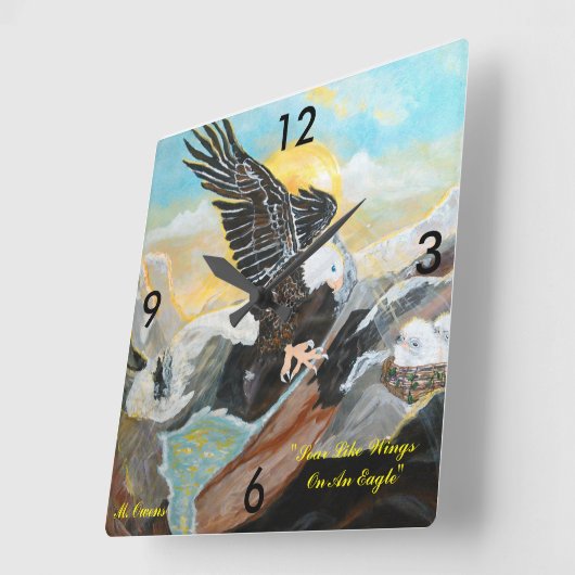 『ワシの翼のように舞い上がる』四角時計 スクエア壁時計 (傾斜)