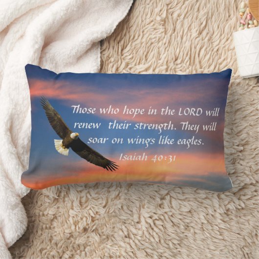 ワシの聖書の詩のアイザイアの40:31の枕 ランバークッション (ブランケット)