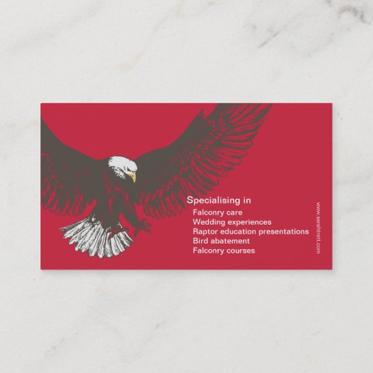 ワシの赤く及び白い鷹狩の会社の名刺 名刺 (裏面)