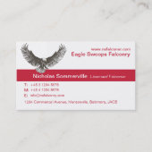 ワシの赤く及び白い鷹狩の会社の名刺 名刺 (正面)