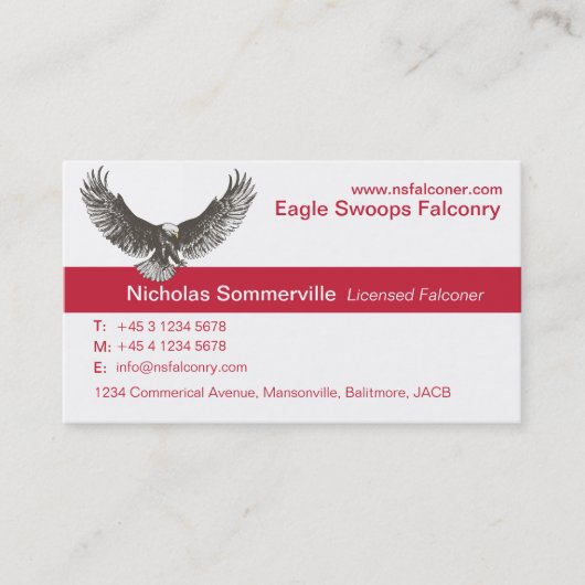 ワシの赤く及び白い鷹狩の会社の名刺 名刺 (正面)
