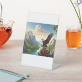 ワシは山の上に高く舞い上がり、シンボル 台座サイン (インサイチュ)