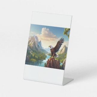 ワシは山の上に高く舞い上がり、シンボル 台座サイン