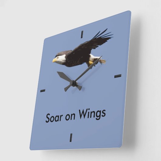 ワシは「飛行中の翼」ので上昇します スクエア壁時計 (傾斜)
