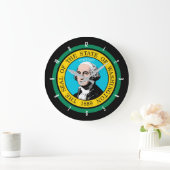 ワシパーソナライズされたントン州旗デザインオンア ラージ壁時計 (ホーム)