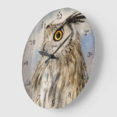 ワシミミズクの野生動物アート ラージ壁時計 (傾斜)