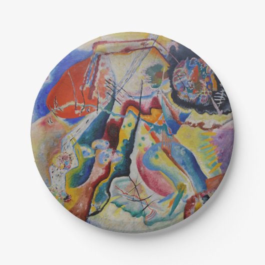 ワシリーカンディンスキー赤ステインクラシック抽象芸術アート ペーパープレート (正面)