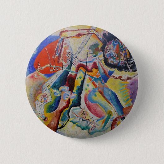 ワシリーカンディンスキー赤ステインクラシック抽象芸術アート 缶バッジ (正面)