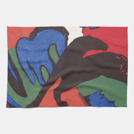 ワシリーカンディンスキーFranzマークブルーライダ絵画ーズ キッチンタオル (横)