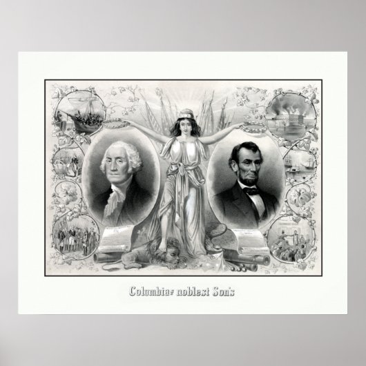 ワシントンとリンカーン大統領 ポスター (正面)