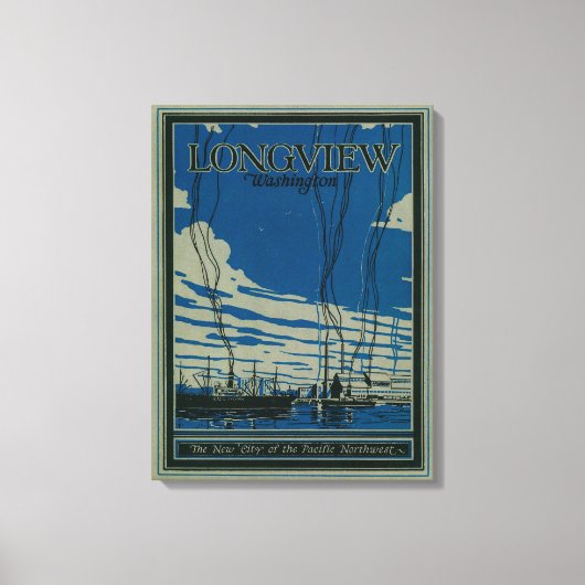 ワシントンのポスタ広告ー、ロングビュー キャンバスプリント (正面)