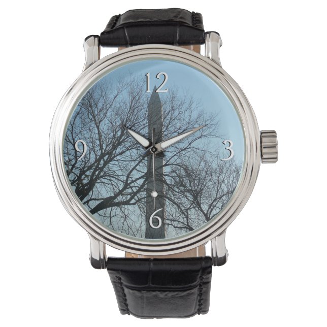 ワシントンのモニュメントin冬Iの風景 腕時計 (正面)