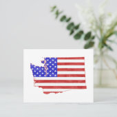 ワシントンの地図形アメリカ国旗の愛国心 ポストカード (スタンド正面)