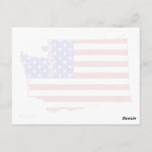 ワシントンの地図形アメリカ国旗の愛国心 ポストカード (裏面)