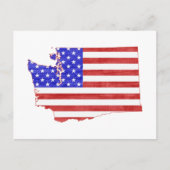 ワシントンの地図形アメリカ国旗の愛国心 ポストカード (正面)