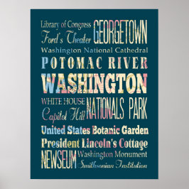 ワシントンの有名な場所、コロンビア地区。 ポスター