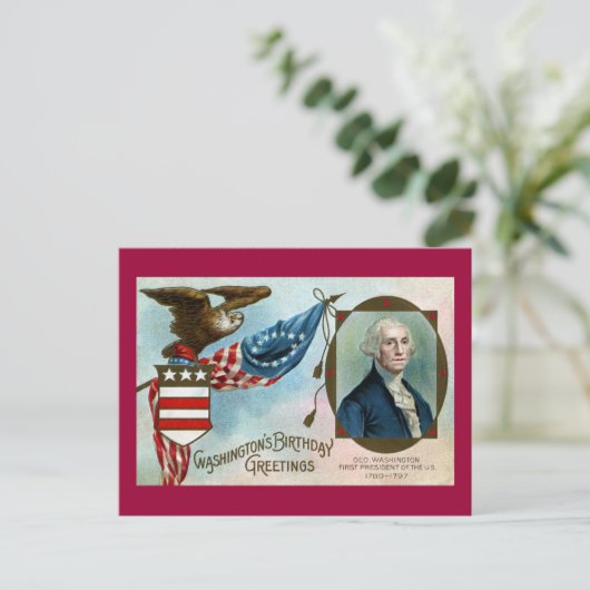 ワシントンの誕生日の挨拶 ポストカード (スタンド正面)