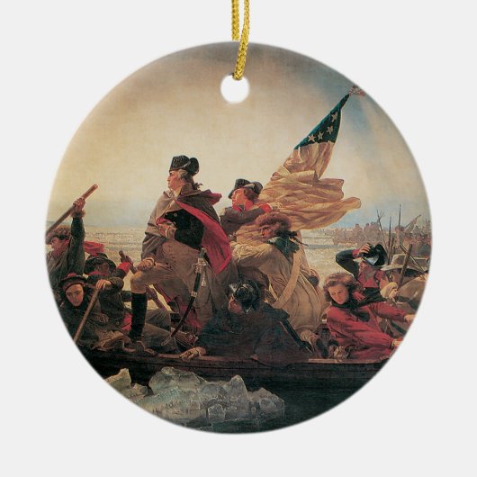 ワシントンはデラウェアを横切るエマニュエル・ロイツェ セラミックオーナメント (正面)