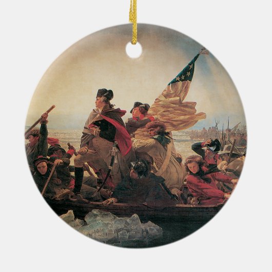 ワシントンはデラウェアを横切るエマニュエル・ロイツェ セラミックオーナメント (裏面)