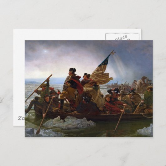 ワシントンはデラウェアを横切るエマニュエル・ロイツェ ポストカード (正面/裏面)