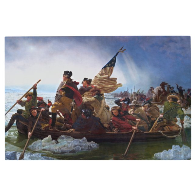 ワシントンはデラウェアを横切るエマニュエル・ロイツェ メタルプリント (正面)