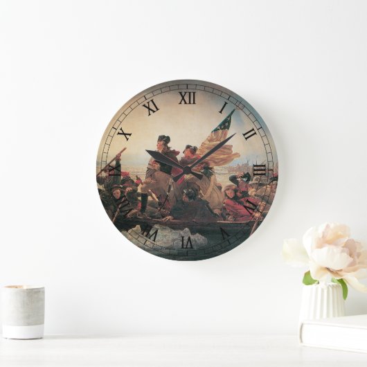 ワシントンはデラウェアを横切るエマニュエル・ロイツェ ラージ壁時計 (ホーム)