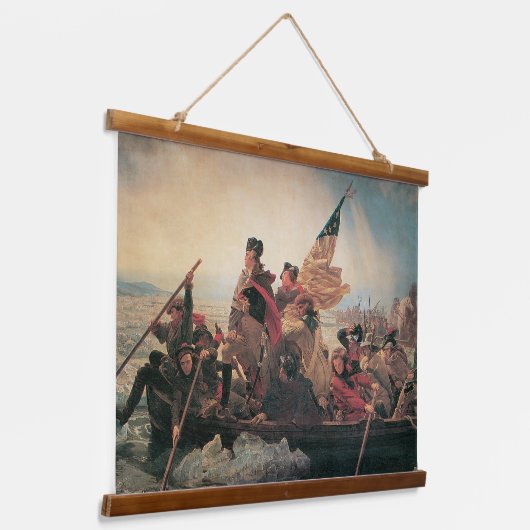 ワシントンはデラウェアを横切るエマニュエル・ロイツェ 吊り下げ型タペストリー (傾斜あり)