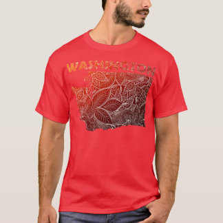 ワシントンカラフル文字iのマンダラアートマップ tシャツ