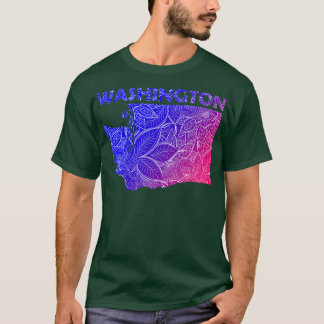 ワシントンカラフル文字iのマンダラアートマップ tシャツ
