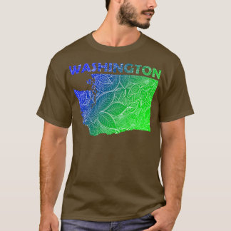ワシントンカラフル文字iのマンダラアートマップ tシャツ