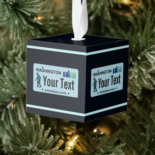ワシントンサスカッチライセンスプレート キューブオーナメント (ツリー)