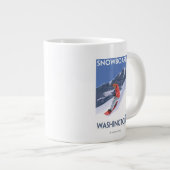 ワシントンスノーボードビンテージ旅行ポスター ジャンボコーヒーマグカップ (正面右)