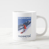 ワシントンスノーボードビンテージ旅行ポスター ジャンボコーヒーマグカップ (右)